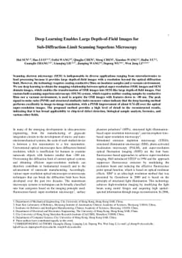 Deep Learning Enables Large Depth-of-Field Images for
  Sub-Diffraction-Limit Scanning Superlens Microscopy