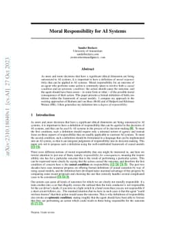 Moral Responsibility for AI Systems
