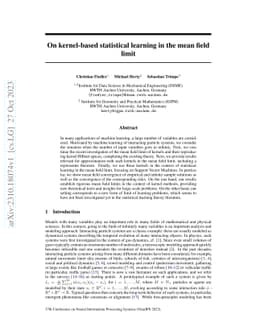 On kernel-based statistical learning in the mean field limit