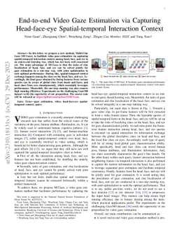 End-to-end Video Gaze Estimation via Capturing Head-face-eye
  Spatial-temporal Interaction Context