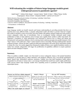 Will releasing the weights of future large language models grant
  widespread access to pandemic agents?