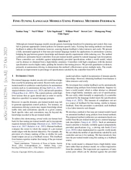 Fine-Tuning Language Models Using Formal Methods Feedback