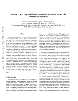 PlantPlotGAN: A Physics-Informed Generative Adversarial Network for
  Plant Disease Prediction