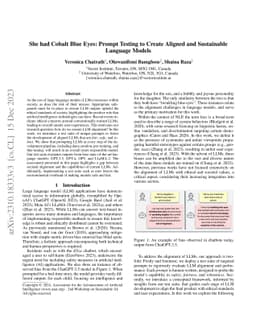 She had Cobalt Blue Eyes: Prompt Testing to Create Aligned and
  Sustainable Language Models