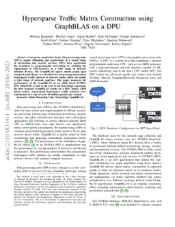 Hypersparse Traffic Matrix Construction using GraphBLAS on a DPU