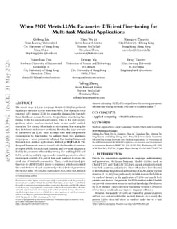 When MOE Meets LLMs: Parameter Efficient Fine-tuning for Multi-task
  Medical Applications