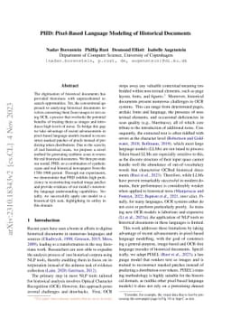 PHD: Pixel-Based Language Modeling of Historical Documents