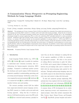 A Communication Theory Perspective on Prompting Engineering Methods for
  Large Language Models