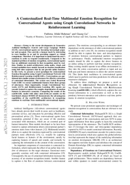 A Contextualized Real-Time Multimodal Emotion Recognition for
  Conversational Agents using Graph Convolutional Networks in Reinforcement
  Learning