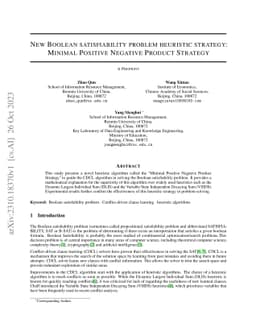 New Boolean satisfiability problem heuristic strategy: Minimal Positive
  Negative Product Strategy