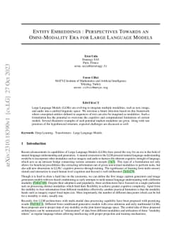 Entity Embeddings : Perspectives Towards an Omni-Modality Era for Large
  Language Models