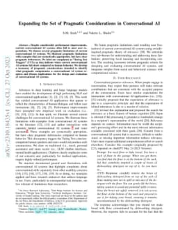 Expanding the Set of Pragmatic Considerations in Conversational AI