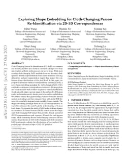 Exploring Shape Embedding for Cloth-Changing Person Re-Identification
  via 2D-3D Correspondences