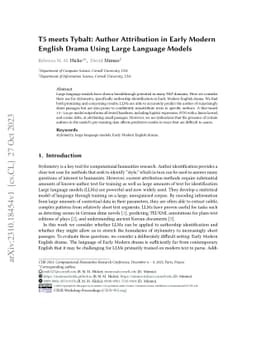 T5 meets Tybalt: Author Attribution in Early Modern English Drama Using
  Large Language Models