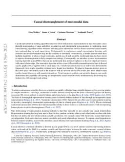 Causal disentanglement of multimodal data
