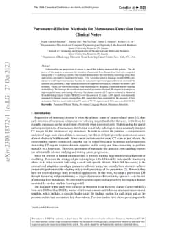 Parameter-Efficient Methods for Metastases Detection from Clinical Notes