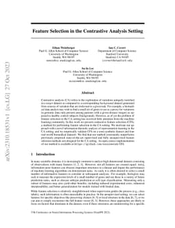 Feature Selection in the Contrastive Analysis Setting