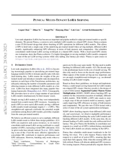 Punica: Multi-Tenant LoRA Serving