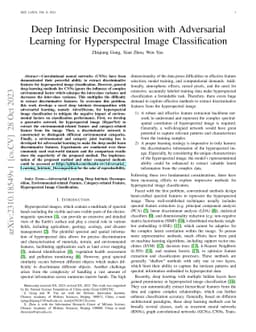 Deep Intrinsic Decomposition with Adversarial Learning for Hyperspectral
  Image Classification