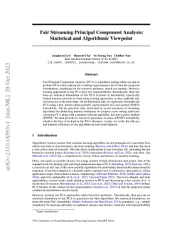Fair Streaming Principal Component Analysis: Statistical and Algorithmic
  Viewpoint