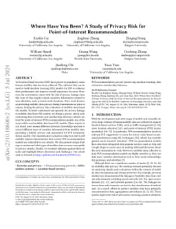 Where have you been? A Study of Privacy Risk for Point-of-Interest
  Recommendation