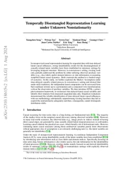 Temporally Disentangled Representation Learning under Unknown
  Nonstationarity