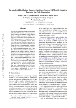 Personalised Distillation: Empowering Open-Sourced LLMs with Adaptive
  Learning for Code Generation