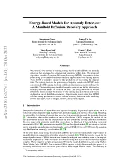 Energy-Based Models for Anomaly Detection: A Manifold Diffusion Recovery
  Approach
