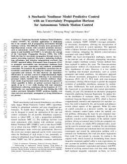 A Stochastic Nonlinear Model Predictive Control with an Uncertainty
  Propagation Horizon for Autonomous Vehicle Motion Control
