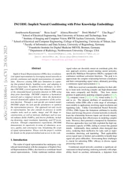 INCODE: Implicit Neural Conditioning with Prior Knowledge Embeddings