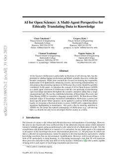 AI for Open Science: A Multi-Agent Perspective for Ethically Translating
  Data to Knowledge