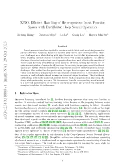 D2NO: Efficient Handling of Heterogeneous Input Function Spaces with
  Distributed Deep Neural Operators