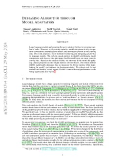 Debiasing Algorithm through Model Adaptation
