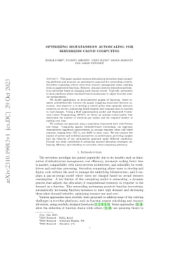 Optimizing simultaneous autoscaling for serverless cloud computing