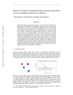 Object-centric architectures enable efficient causal representation
  learning