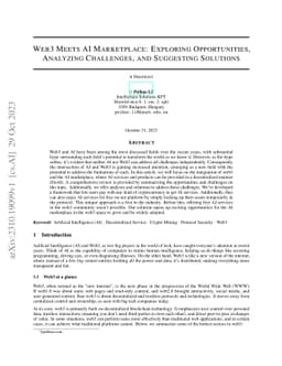 Web3 Meets AI Marketplace: Exploring Opportunities, Analyzing
  Challenges, and Suggesting Solutions