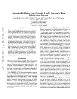 Automaton Distillation: Neuro-Symbolic Transfer Learning for Deep
  Reinforcement Learning