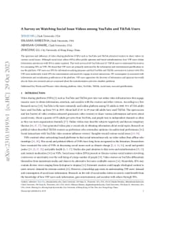 A Survey on Watching Social Issue Videos among YouTube and TikTok Users