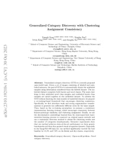 Generalized Category Discovery with Clustering Assignment Consistency
