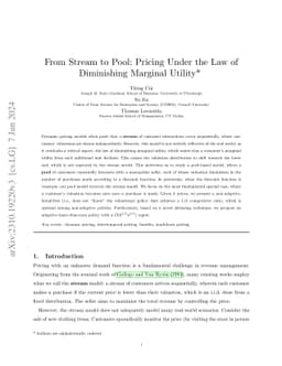 From Stream to Pool: Pricing Under the Law of Diminishing Marginal
  Utility