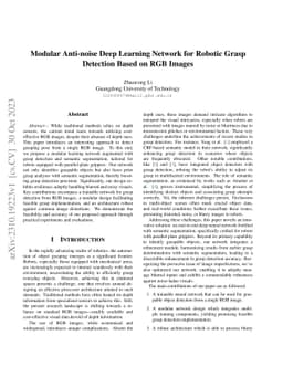 Modular Anti-noise Deep Learning Network for Robotic Grasp Detection
  Based on RGB Images