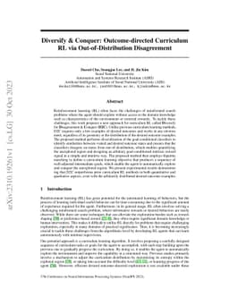 Diversify & Conquer: Outcome-directed Curriculum RL via
  Out-of-Distribution Disagreement