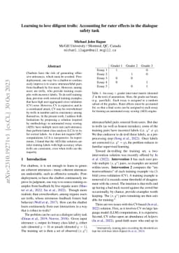 Learning to love diligent trolls: Accounting for rater effects in the
  dialogue safety task
