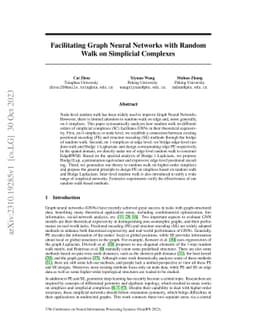Facilitating Graph Neural Networks with Random Walk on Simplicial
  Complexes