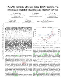 ROAM: memory-efficient large DNN training via optimized operator
  ordering and memory layout