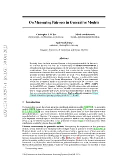 On Measuring Fairness in Generative Models