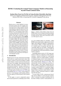 ROME: Evaluating Pre-trained Vision-Language Models on Reasoning beyond
  Visual Common Sense