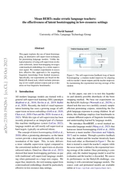 Mean BERTs make erratic language teachers: the effectiveness of latent
  bootstrapping in low-resource settings