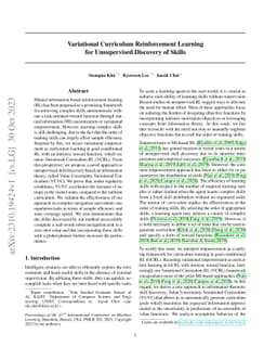 Variational Curriculum Reinforcement Learning for Unsupervised Discovery
  of Skills