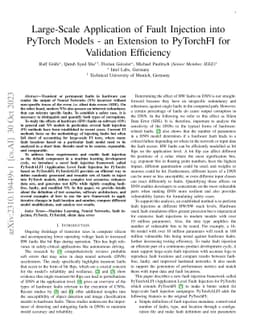 Large-Scale Application of Fault Injection into PyTorch Models -- an
  Extension to PyTorchFI for Validation Efficiency